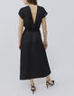 Robe longue noire plissée recyclée Femme-2