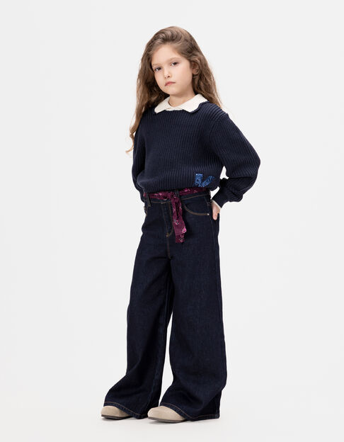 Blauwe wideleg jeans sjaalceintuur boeketten meisjes - IKKS