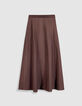 Jupe longue marron en taffetas pour femme-7