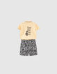 Set beige polo en bio sweatshort babyjongens   -4