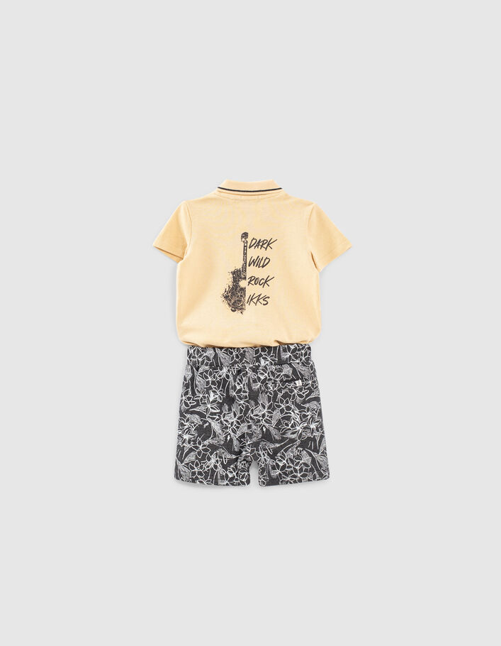 Baby boys' beige polo//sweatshirt fabric shorts outfit - IKKS