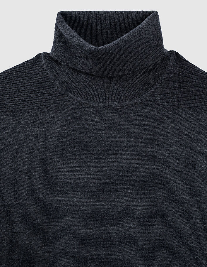 Pull gris anthracite chiné à col roulé Homme