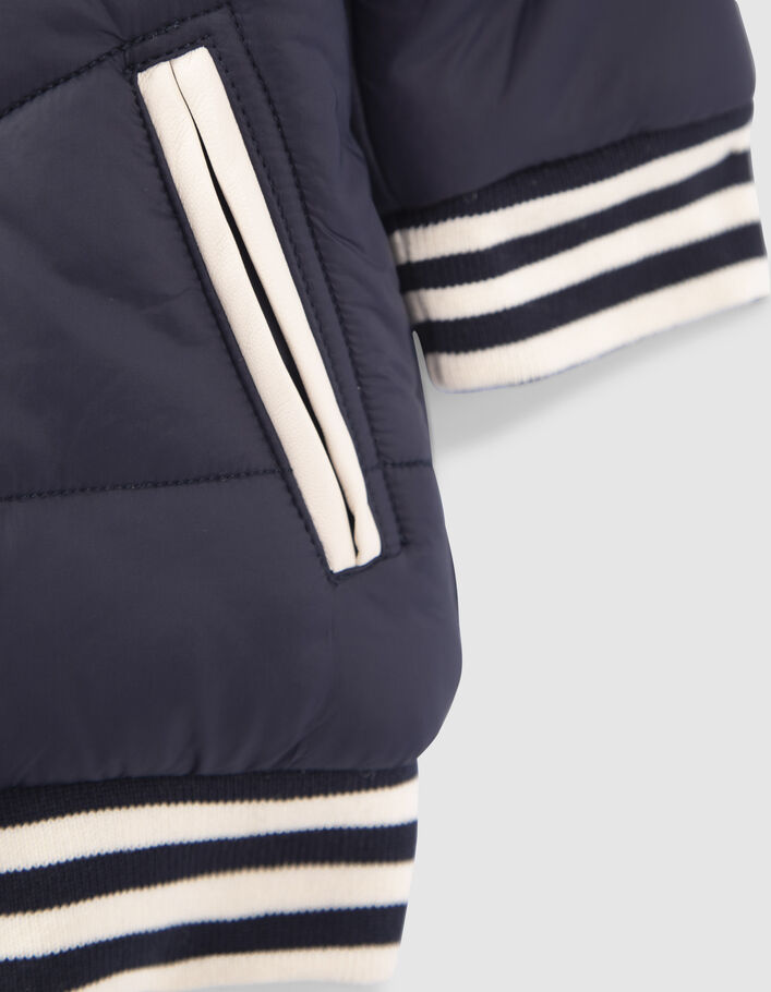 Baby boys’ navy fur-lined hooded facing padded jacket-4