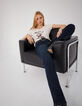 Tee-shirt lin certifié blanc visuel  graphique femme-6