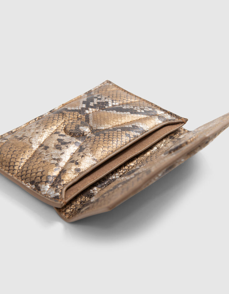 THE 1. SEASONALS Women's gold leather python cardholder-4