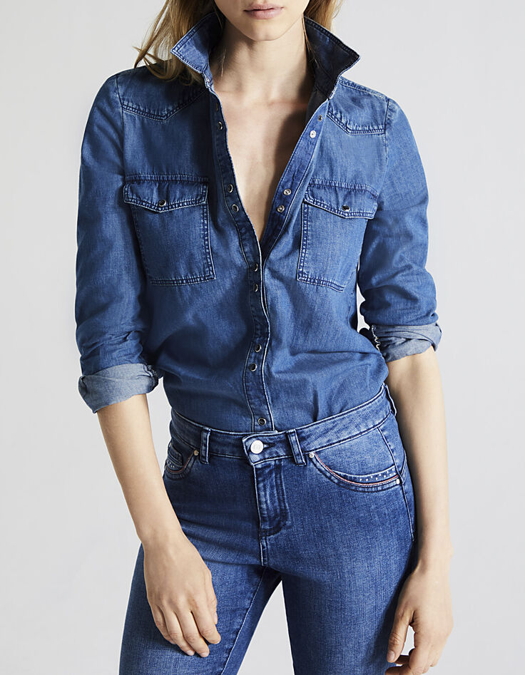 Women&rsquo;s blue mid-high 7/8 sculpt-up slim jeans-5