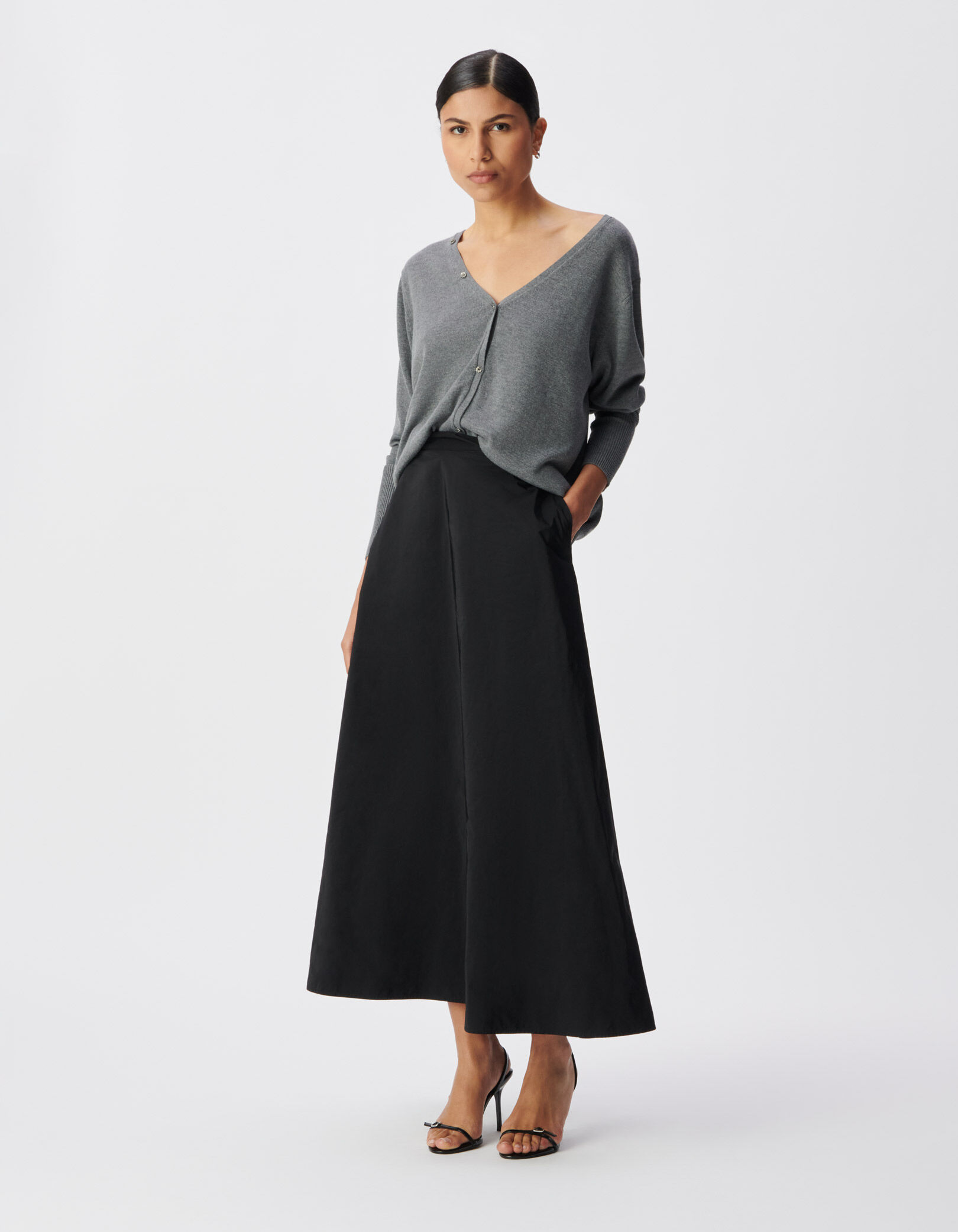 Women's long black trapeze skirt IKKS