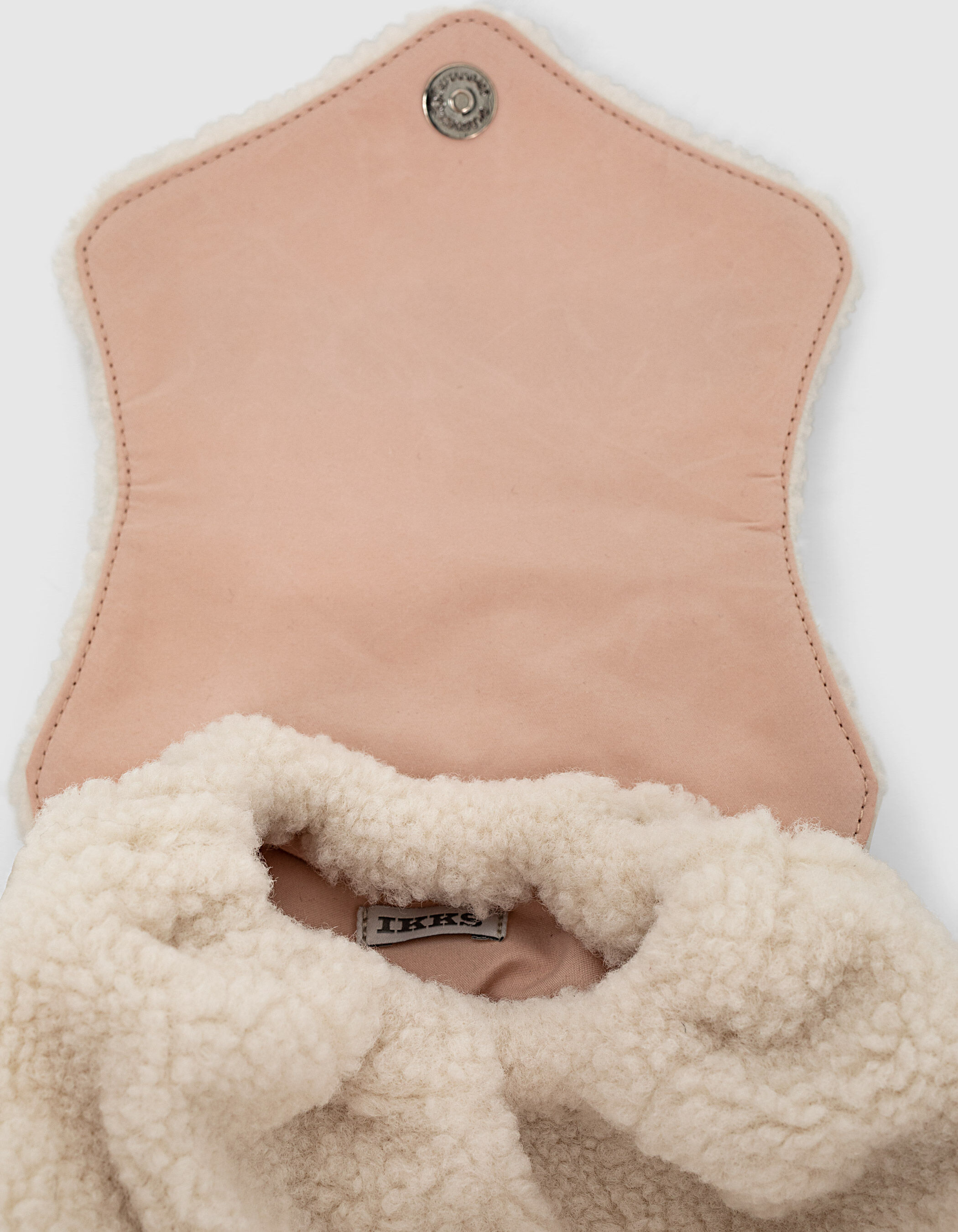 Baby girls ecru backpack in star embroidered Sherpa IKKS