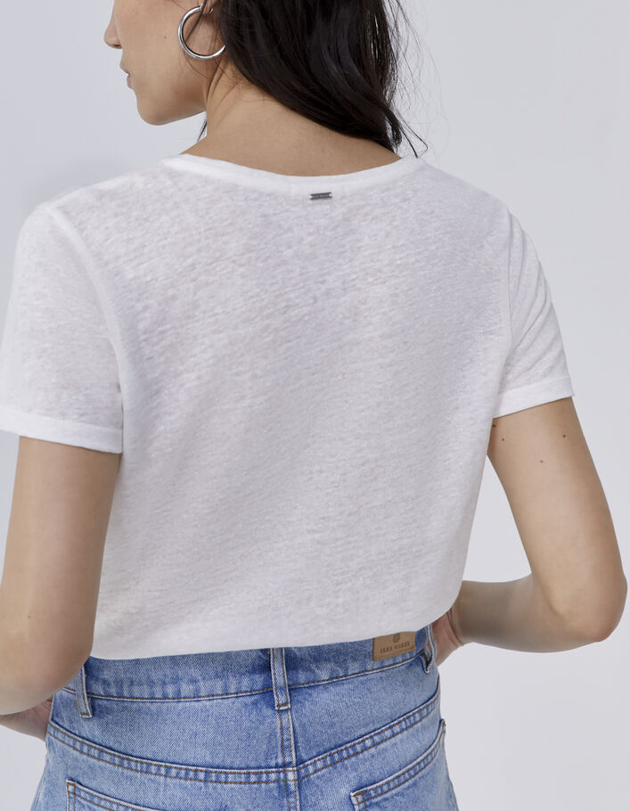 Women’s white  T-shirt, deep dye flocked heart slogan - IKKS