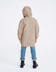 Boys’ beige hooded parka with embroidered back-2