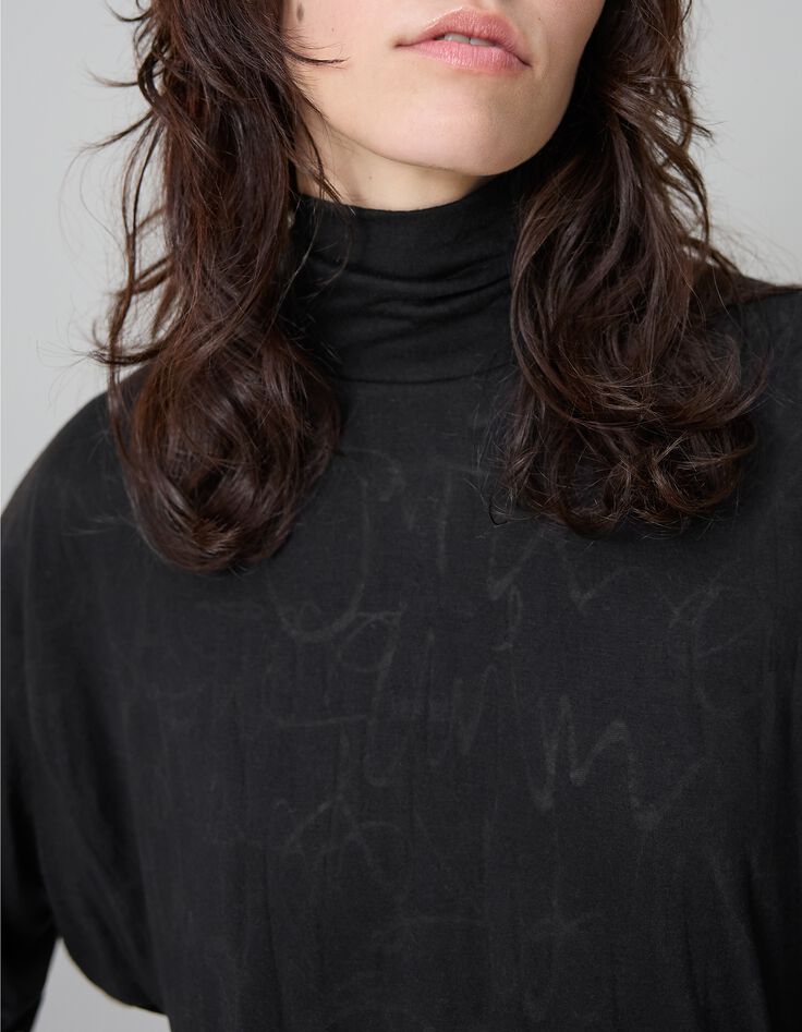 Pure Edition-Top black mesh with batwing sleeves for women-5