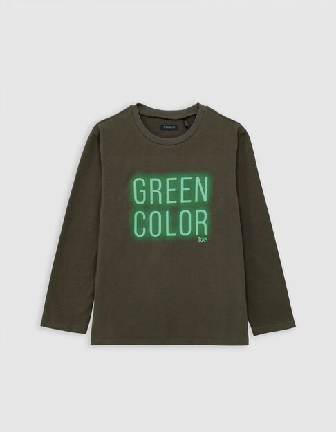 T-Shirt Jungen mit khakifarbener Botschaft - IKKS