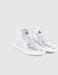 Sneakers montantes silver cuir métallisé Femme-6