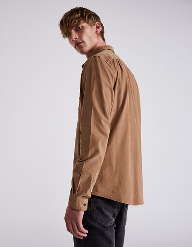 Chemise SLIM beige foncé velours milleraies Homme - IKKS