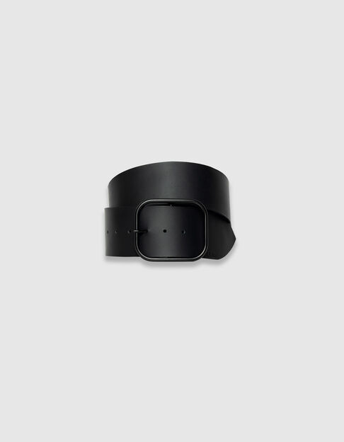 Ceinture large noire cuir boucle noire Femme - IKKS