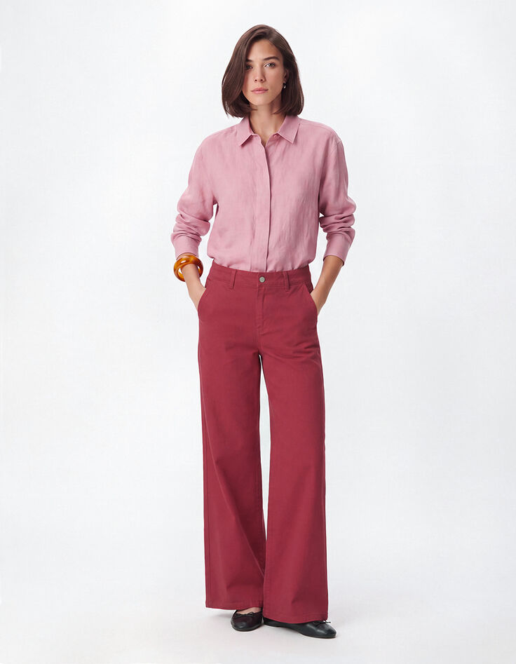 Chino large Rouge coton Femme-1