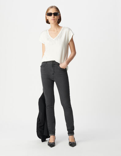 Graue schmale Powerstretch-Jeans mit Schnürungstaschen Damen - IKKS
