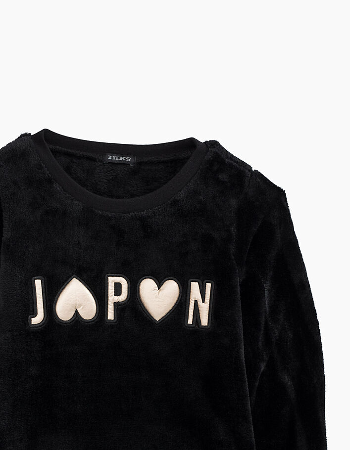 Girls’ black embossed Japan letters and hearts sweatshirt - IKKS
