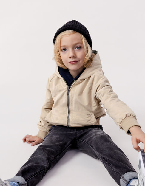 Khaki und beige Jungenwendejacke - IKKS
