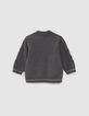 Grijs gebreid vest borduursel mouwen babyjongens-3