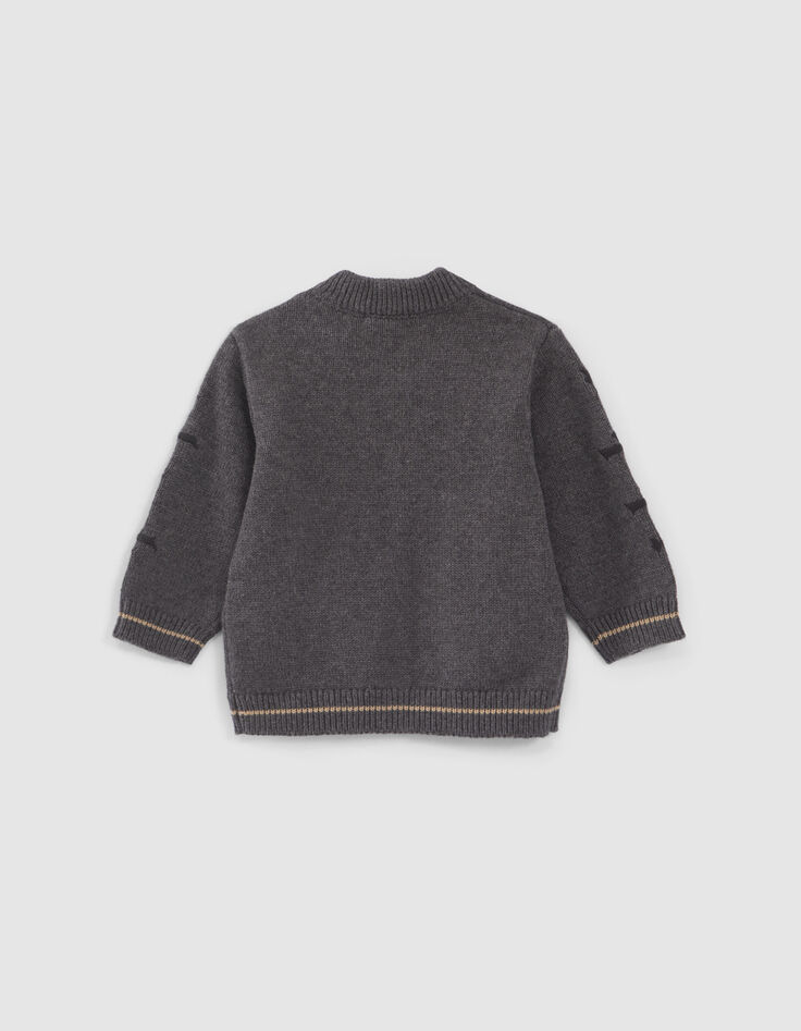 Grijs gebreid vest borduursel mouwen babyjongens-3
