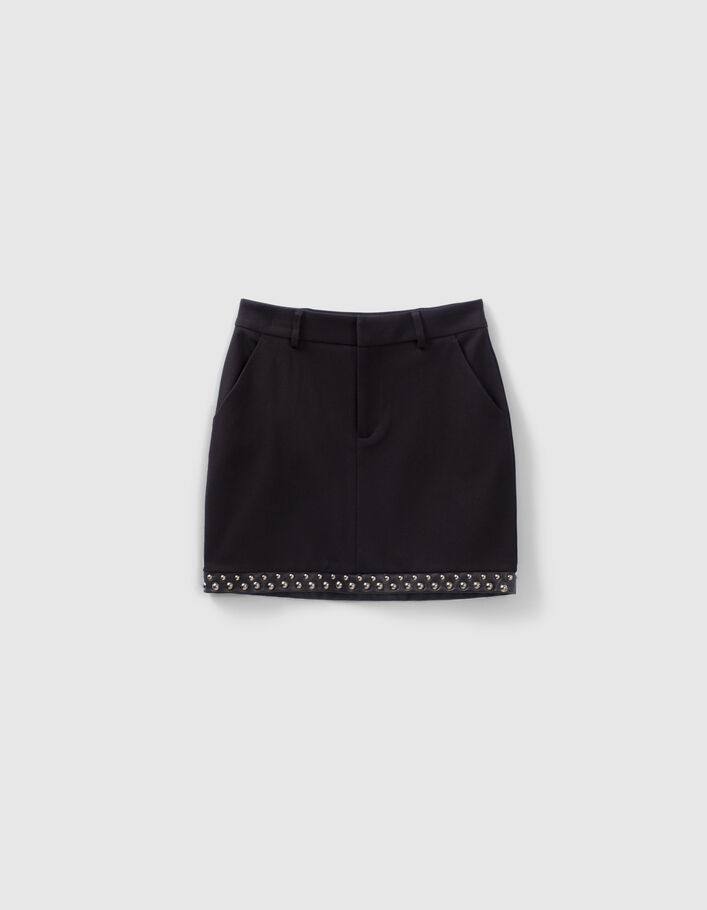 Women’s black studded straight short skirt - IKKS
