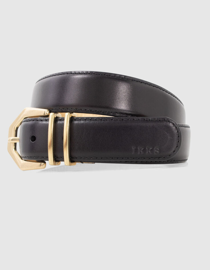 Ceinture noire cuir intérieur doré Femme-2