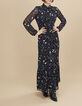 Vestido camisero largo negro estampado flores I.Code -2