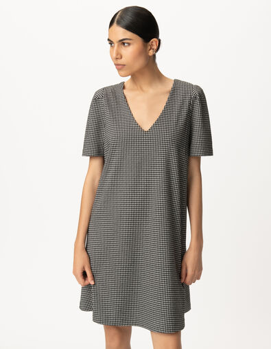 Women’s black houndstooth back/front reversible dress - IKKS