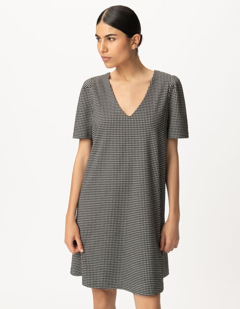 Women’s black houndstooth back/front reversible dress - IKKS