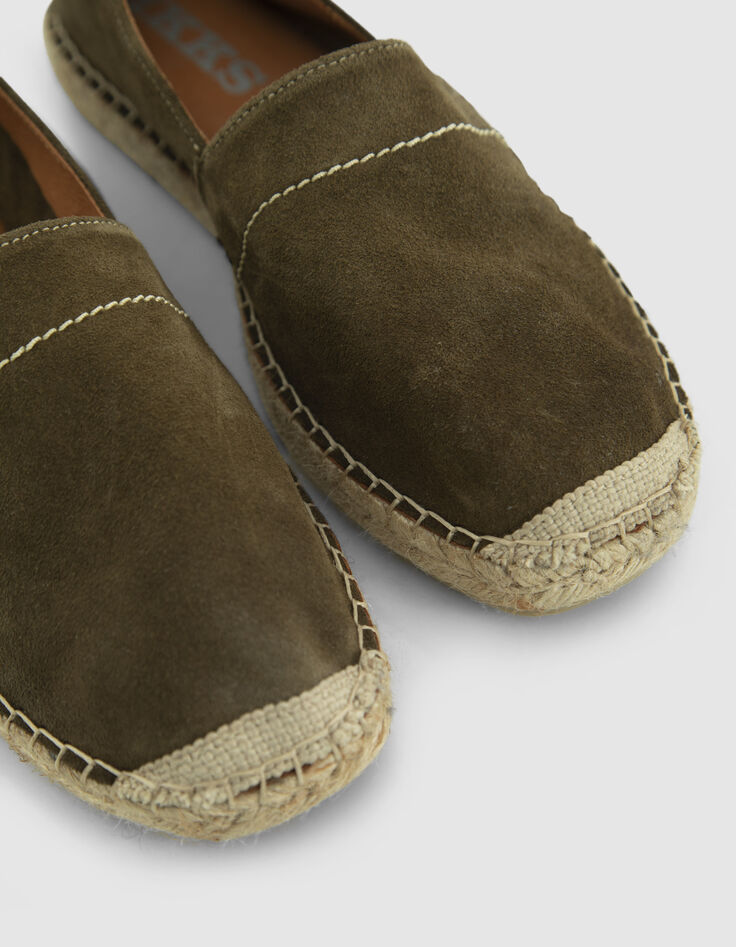 Espadrilles kaki en cuir velours Homme-4