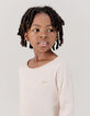 Poederroze T-shirt Essentials met IKKS geborduurd meisjes-6