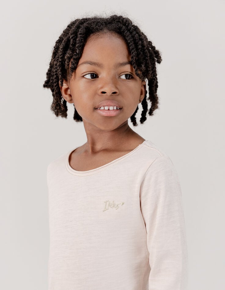 Puderrosa Mädchenshirt Essentiels mit IKKS-Stickerei-6 Puderrosa Mädchenshirt Essentiels mit IKKS-Stickerei-6