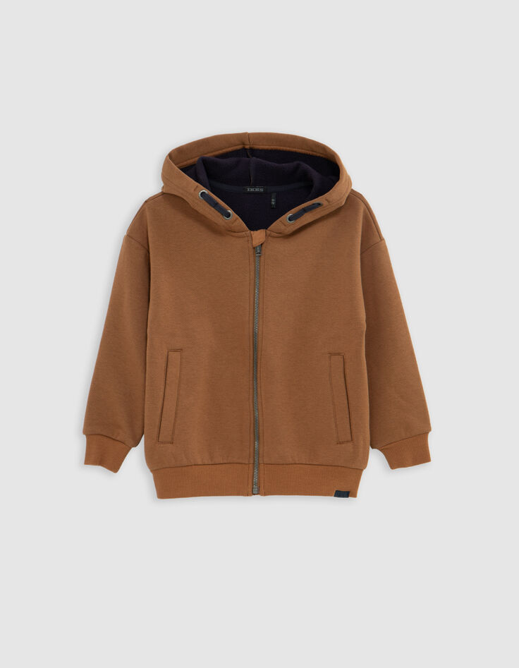 Jungen-Strickjacke Kamelhaar, Kaugummi-Bild, Rückenpikots-3