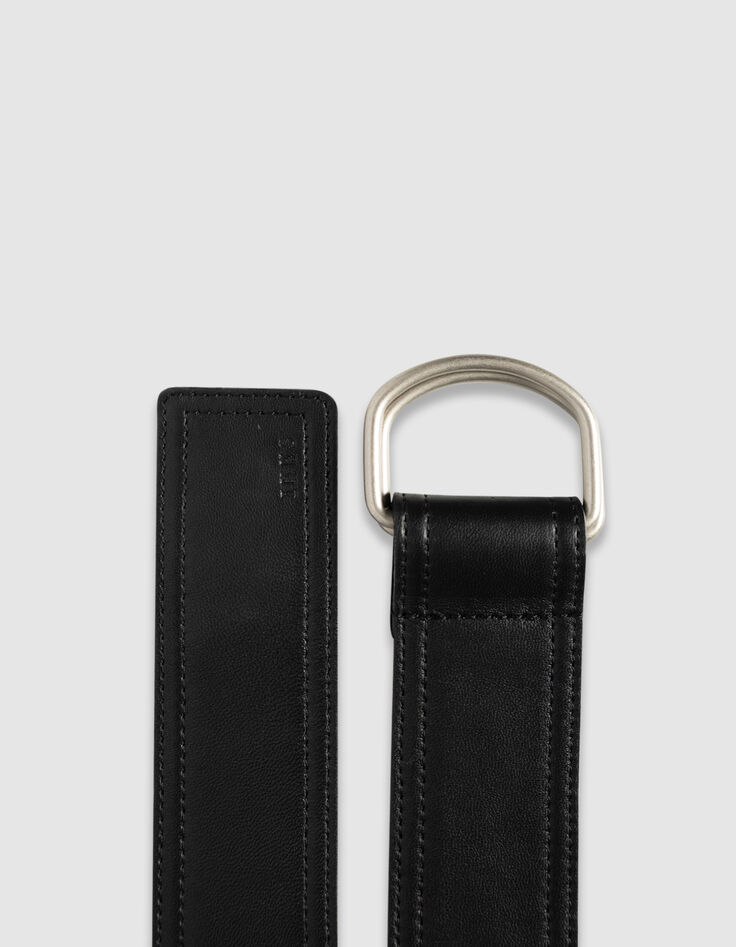 Schwarzer Damen-Kleidergürtel Leder doppelte Ringe-2