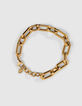 Bracelet doré en grosse maille femme-4