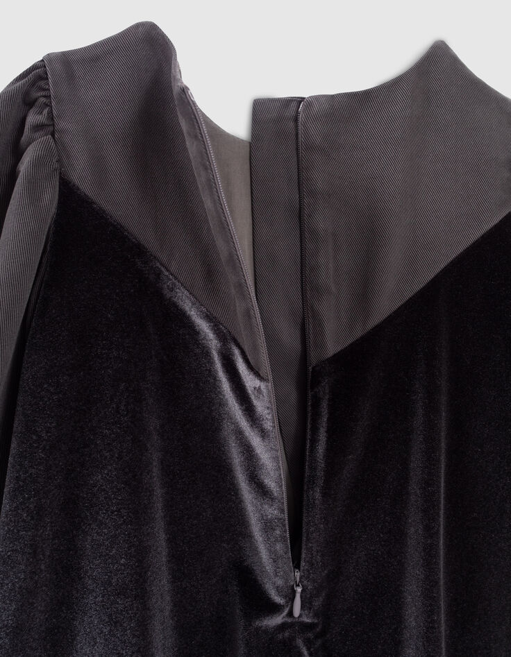Robe grise bi-matière avec message fille-4