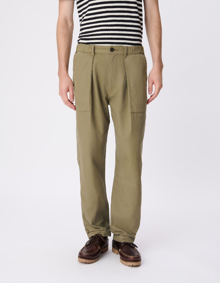 Pantalon charpentier kaki coton bio Homme-3