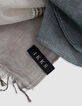 Foulard bleu gris motif rayures détails broderies Homme-4