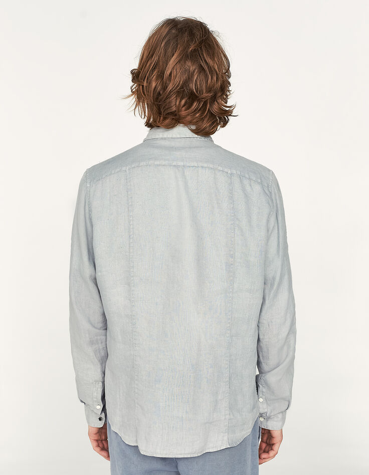 Chemise SLIM bleu grisé en lin Homme-3