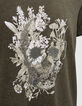 Tee-shirt kaki à tête de mort végétalisée Homme-3