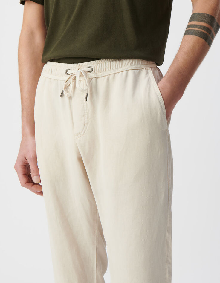 Men’s beige Lyocell® and linen joggers-4
