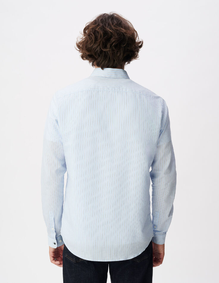 Chemise slim bleue motif rayures Homme-3