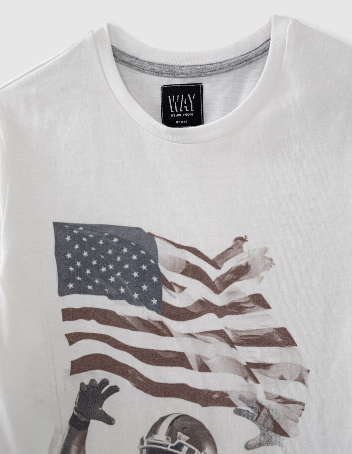 T-shirt blanc cassé visuel footballeurs américains garçon  - IKKS