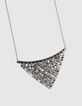 Plastron-halsketting zilverkleurig mesh dames-2