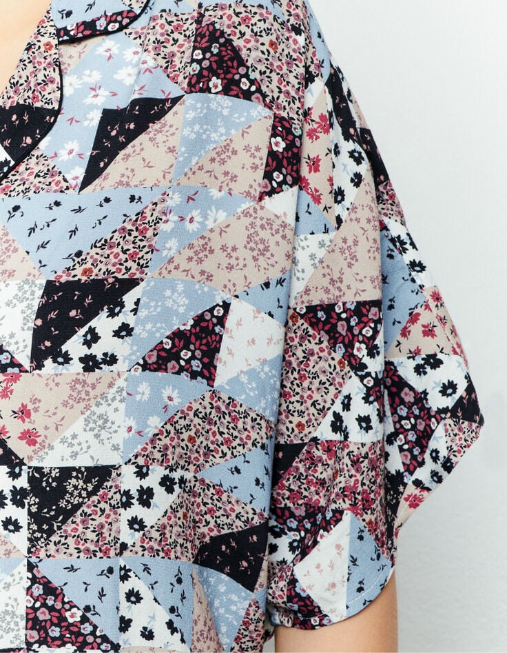 Chemise viscose Ecovero® imprimé patchwork floral femme-3