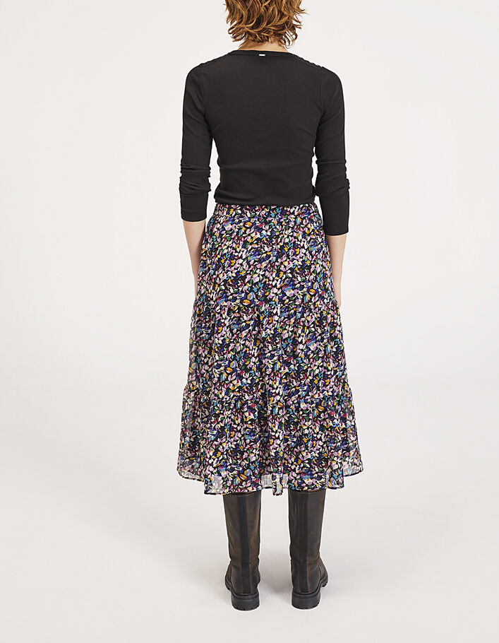 Women's floral printed voile midi skirt-2