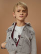 Boys’ bleached grey denim jacket + sweatshirt fabric hood-1