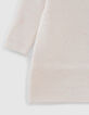 Robe blanc cassé tricot doupions roses bébé fille-4