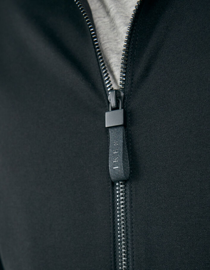 Cardigan noir Interlock zippé à capuche Homme-3